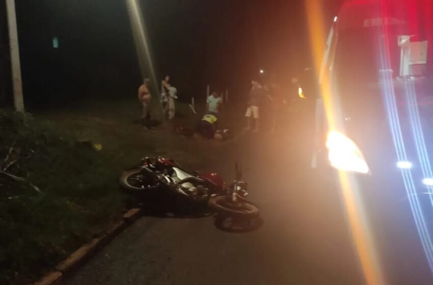  Homem fica ferido após queda de motocicleta